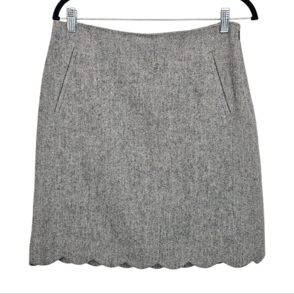Talbots Grey Wool Tweed Herringbone Mini Skirt Size 6 - Picture 2 of 11